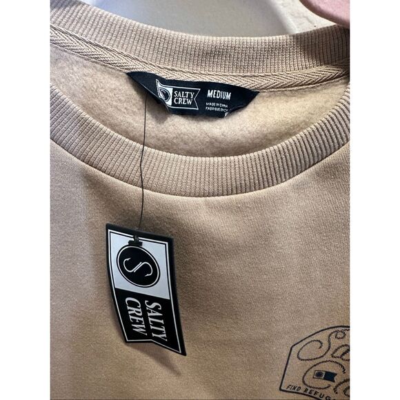 Salty Crew Men’s Tan Roped Pill Over Crewneck Size Medium New - Picture 3 of 4